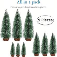 9pcs Mini Artificial Miniature Pine Trees, Green Mini Christmas Trees Desktop Decor, Christmas Decoration, DIY Desktop Decor, Christmas Tree Ornaments