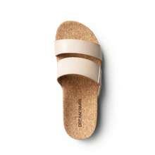 Women's Platform Slides Sandals Comfortable Arch Support Cork Cushion Footbed Two Strap Slip-On Fashion Flatform Beach Wedge Sandals - Beige - View 9