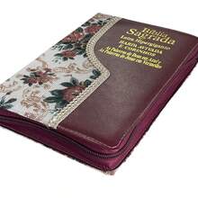 Bíblia Sagrada Almeida Corrigida Completa Cristã Evangélica Feminina Letra Hiper Gigante Índice Harpa Cristã Zíper Vinho Jfa