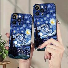 Funda de Teléfono con Patrón de Luz Estelar Mate Ojo de Ángel Compatible con iPhone 17 Air/16/15/14/13/12/11 Pro Max 14/15 Plus 12/13 Mini, Adecuada para Hombres y Mujeres, Simple y Personalizada, Protección a Prueba de Golpes - Negro - Ver 2