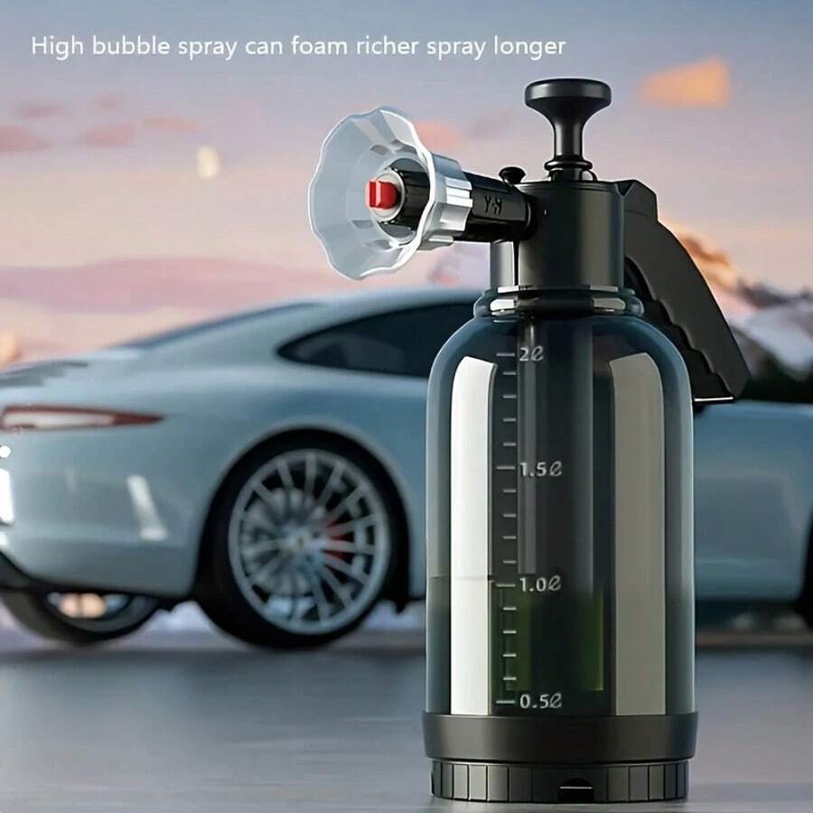 High-Pressure Foam Sprayer Gun – Handheld Car Wash & Garden Watering Tool With Detergent Tank | Adjustable Nozzle (Jet/Foam/Mist) For Vehicles, Patios & Plants (2L Capacity) - Black - View 1