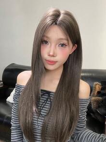 alicegarden 1 Synthetic Heat-Resistant Long Straight Bangs Wig, Black Brown Long Straight Hair, 30 Feet Long, Made Of Fiber, Fashionable Wig, Natural And Realistic Wig - Black Brown - View 3