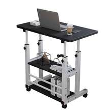Adjustable Height Mobile Computer Desk With Wheels And Shelves For Home Office - màu đen - Xem 3