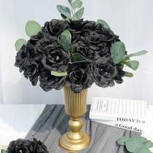10/30/300 pezzi Fiori artificiali - Rosa, Rosa di seta, Pianta finta per decorazioni da matrimonio, casa, sala da pranzo, camera da letto, cucina, decorazioni per la stanza, accessori per feste di compleanno, decorazioni da giardino all'aperto, decorazioni per feste e matrimoni, decorazioni per casa, sala da pranzo, camera da letto, decorazioni invernali - nero - Visualizzare 4