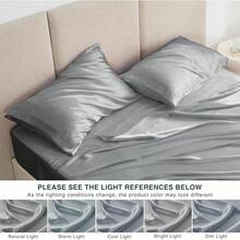 Love's Cabin Satin Sheets Set - 4 Piece Pink Silky Bed Sheets Set With Deep Pocket, Luxury Silk Feel Satin Size Sheet Set (1 Flat Sheet,1 Fitted Sheet,2 Pillow Cases) - 深灰色. - 查看 7