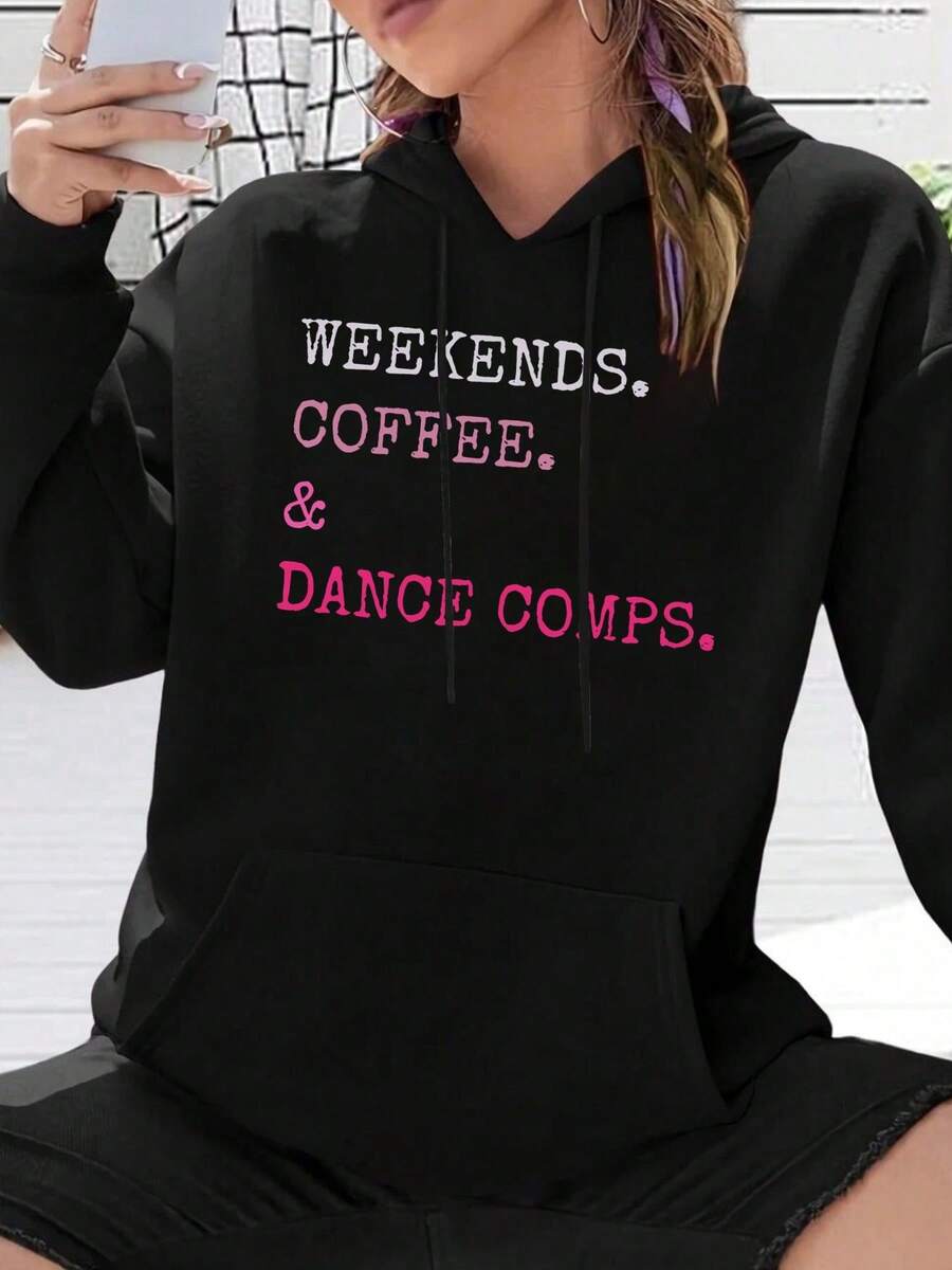 Dance Competition Mom Hooded Sweatshirt Unisex Casual Pullover Hoodie, Soft Warm Sweatshirt, Fall Winter Outfit - 黑色 - 查看 1