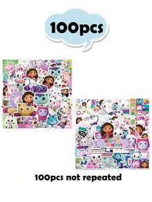 Gabby's Dollhouse Thème de la maison de poupée de Gabby - Autocollants de la maison de poupée de Gabby, décoration de sac à dos, autocollants de valise de dessin animé, autocollants imperméables pour ordinateur portable, guitare. Convient pour les fêtes d'anniversaire, petits cadeaux pour les amis et la famille, Halloween, Noël, Thanksgiving.