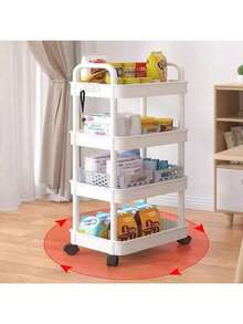 5 层/4 层/3 层 2 层轻质 PP 材质储物车,带 360° 旋转轮和滑动搁板 - 白色/黑色重型滚动储物架,适用于浴室、卧室、厨房、梳妆台 - 多功能搁架单元,易于使用(部分配件颜色随机) - 彩色 - 查看 11