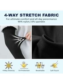 1/2/3/4 双女士防紫外线袖套，冷却压缩纹身帽袖，适合工作、骑自行车、钓鱼、万圣节、冬季、休闲纯色