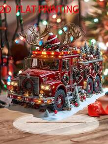 7.09"X6.29" Charming Acrylic Christmas Truck Decor - Holiday Tabletop Decoration For Home, Office And Outdoor Spaces - Ideal Holiday Gift Home Decor Christmas Decorations Room Decor