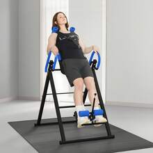 HOMCOM Gravity Inversion Table W/  Belt Adjustable Hand Stand Home Back Stretcher Machine For Muscle Pain Relief, Blue - Blue - View 8