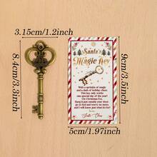 24 Sets Santa's Magic Key Hanging Ornaments, Vintage Metal Key Charm For No Chimney Houses, Santa's Magic Key With Santa Claus Card And Red Ribbon For Christmas Tree Decoration, Christmas Party Hanging Ornaments