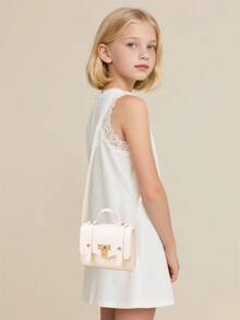 1个女孩时尚百搭单肩斜挎包，夏季流行小方包 - 白色 - 查看 2