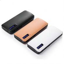 Banco de energía portátil de gran capacidad con textura de cuero 10000mAh universal para teléfonos móviles regalo - Negro - Ver 5