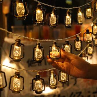 1 件复古油灯 LED 灯串，露营氛围灯，帐篷天篷装饰灯，酒吧摊位户外露营氛围灯串