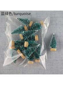 12pcs Mini Artificial Christmas Cedar Trees, Multicolor Options Including Blue, Light Green, Green, White, Gold And Silver, Suitable For Holiday, Home, Office And Garden Decoration. - Multicolor - View 5