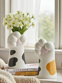 1 Jarrón con diseño de pata de gato para el Día de San Valentín - El regalo perfecto para amantes de los gatos, amantes de las flores y los gatos. Perfecto para la decoración del hogar, la oficina, la estantería y el mueble de televisión. Un dulce regalo para gatos para mujeres, amantes de los gatos. Un regalo pensado para madres de gatos para mujeres, amantes de las plantas para cumpleaños, graduaciones, vuelta al colegio, decoración de habitaciones, útiles escolares y talla grande. Jarrón de flores, jarrón de vidrio
