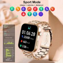 Men Women Sports Smart Watch, 1.85-Inch HD Screen, Wireless Call, Step/Calorie/Distance Counting, Information Reminder, Weather Forecast, Multiple Dial, Music Playback Control, Stopwatch, For Android/IOS Smartwatch - Rose Gold - View 3