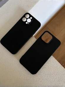 High-Quality, Minimalist Phone Case, Plain Unadorned Soft Design, Shockproof, Anti-Slip, Scratch-Resistant, Suitable Compatible With Iphone 17/17Pro/17 Pro Max/17 Air, 16/15/14/13/12/11/Pro/Pro Max/Plus, S20-S25/FE/Ultra, A56 5G - Black - View 3