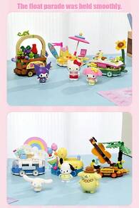 Sanrio 花车游行系列积木套装 - 学生益智玩具、生日礼物、Hello Kitty 和 Kuromi 积木；Sanrio 的可爱超级明星邀请您一起来（日光浴 - Hello Kitty） - 彩色 - 查看 10