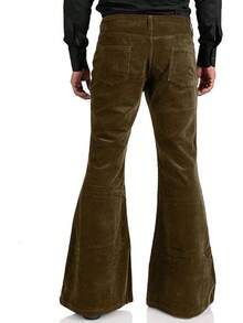 Men's Corduroy Vintage Bell Bottom Pants 70s,Disco Stretchy Flared Pants Fit 60s 70s Outfits For Men,Mens Bell Bottom Jeans.-20256688 - 布朗1 - 查看 3