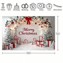 圣诞主题背景，树形图案，点缀着树木和礼物，是节日墙面装饰的理想之选。非常适合圣诞节、生日和婚礼庆典。适用于客厅和花园等室内外场所。 - 彩色 - 查看 7