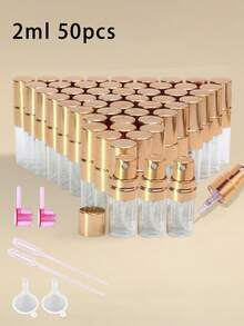 50 件套夏季旅行便携式电镀金喷雾香水分装瓶，5ml/10ml/3ml/2ml 容量香水样品瓶，细雾化妆品瓶，保湿喷雾瓶，香水分配工具，DIY 香水容器，送给家人和朋友的生日礼物，节日礼物便携且适合飞机 - 彩色 - 查看 50