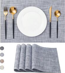 Washable Vinyl Placemats Set Of 4 For Indoor/Outdoor Use - A-gray - View 12