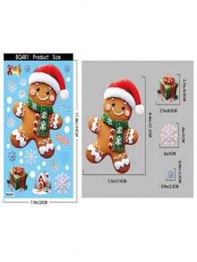 2PCS Christmas Decorations Gingerbread Man Snowman Window Cling / Xmas Tree Decor Glass Window Stickers / Santa Claus Reindeer Party Window Decals For Women / Cute Girls' Festive Gift Bag Stickers / Whimsical Christmas Party Decor Clings / Essential Xmas Tree Decoration Window Stickers With Snowflake Designs Christmas Christmas Gifts Christmas Stocking Fillers Christmas Decorations Christmas Decorations Home Christmas Christmas Decorations