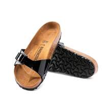 Birkenstock Madrid Birko-Flor Flat Women Sandals Lack schwarz 40303