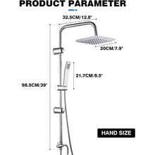 LMstarz Square Chrome Overhead Rain Shower Kit Dual Rigid Riser Rainfall Head And Hand Held Shower Twin Bath Set For Bathroom, Stainless Steel, With Fittings - Silver - View 7