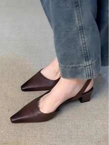 2025 New Vintage Mary Jane Shoes For Women, French Style Low Vamp Thick Heel Small Leather Shoes High Heels, Autumn, Elegant, Women Pumps, Elegant