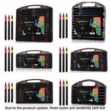 Boîte noire de 80 pièces/60 pièces/48 pièces/36 pièces/24 pièces/12 pièces de stylos marqueurs en propylène, ne tache pas le papier, collection d'art, stylos pour graffitis de DIY, ensembles de stylos marqueurs aquarelle de peinture colorée, stylos de couleur haute capacité et imperméables, cadeau raffiné pour les étudiants, cadeaux parfaits, stylos marqueurs, retour à l'école, fournitures scolaires - Multicolore - Voir 3