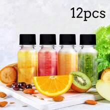1/6/12 Pcs Small Ginger Shot Bottles, 2oz Mini Juice Bottle With White Screw Lid Vial Beverage Container Freezer , Leak Proof, Reusable Clear Shot Jars With Scale For Liquids Juice, Jam - Black - View 17