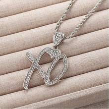 1Pc Unisex Hip Hop XO Letter Necklace - CZ Accented Exaggerated, Women/Men Statement, Daily/Party Wear, Street Style Gift - XO Bạc - Xem 8