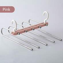 5 Layer Foldable Trouser Hanger, Stainless Steel Anti-Slip Pants Rack, Collapsible Wardrobe Space Saver For Jeans, Leggings & Scarves - Multicolor - View 8