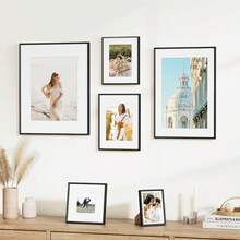 HIMEETIME 1/2/3件装，12x16英寸/30x40厘米铝合金相框，8x10英寸/20x25厘米壁挂/桌面相框，A3简约经典金属线条斜角3D相框，A4 3D证书框，优质金属拉丝纹理，高清亚克力，可竖放或横放 - 彩色 - 查看 6