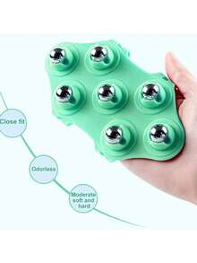 Masajeador portátil de bolas de rodillo, masajeador de rodillo manual giratorio de 360 ​​grados, masajeador de cuentas magnéticas portátil de mano, adecuado para músculos, cuello, piernas, frotando el vientre y las piernas para relajar las piernas, cepillo meridiano moldeador de cintura delgada con siete bolas de dragón magnético - Verde - Ver 4