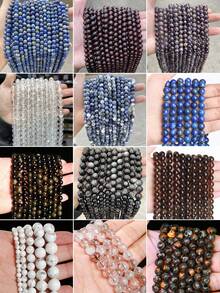 1 件 15 英寸 4/6/8/10/12 毫米天然石圆珠，青金石/玛瑙/绿松石等。天然能量疗愈石，用于脉轮疗愈、DIY 珠宝制作、手链、项链和工艺品