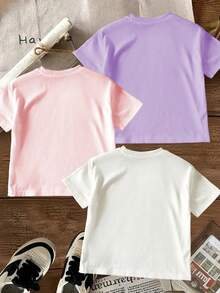Set de 3 piezas que incluye camiseta de manga corta informal de punto suave con estampado de capibara lindo, adecuada para todos los festivales. - Multicolor - Ver 2