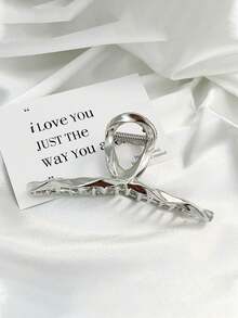 1pc Luxury Metallic Hair Clip - Oversized Gold & Silver Metal Claw Clip For Thick Hair, Women's Elegant Back-Of-Head Hair Accessory Fall Winter Hair Accessories For Women Bows For Vacation Outfits Woman Fashion Hair Clutch