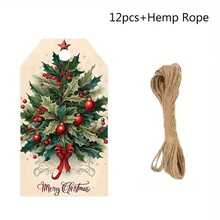 48pcs Elegant Vintage Christmas Gift Tags With Hemp Rope | Classic Holiday Tags For Presents, Tree Decorations, Party Decor - Perfect For Family, Friends, Office Exchange(12/48pcs) - Multicolor - View 11