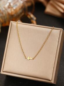 3 件套不锈钢蝴蝶吊坠项链和耳环套装，时尚金色珠宝配饰适合日常佩戴，礼物 - 項鍊+耳釘 - 查看 6