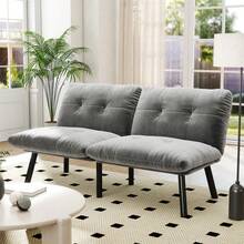 Chaise Lounges - Gray + Foam + Iron + Metal + Velvet + Foam - View 7