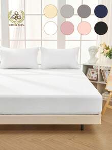 1 bộ ga trải giường cotton 100%, màu trơn, chất liệu dệt may gia đình thoải mái, mềm mại và thân thiện với da, thoáng khí, chống xù lông, phù hợp cho mọi mùa, vừa với giường đơn, đôi, cỡ Queen, cỡ King, có tác dụng bảo vệ nệm, có thể giặt máy, tái sử dụng, thích hợp trang trí phòng ngủ. - Nhiều màu - Xem 10