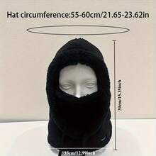 Winter Fleece Face Mask Hat - Elastic Drawstring Closure, Lightweight & Warm For Cycling, Skiing, Outdoor Sports, Solid Color Balaclava, Warm Lined Windproof Ear Protection Cap, Unisex
