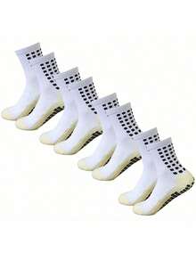 4 Pairs Men's Soccer Socks Anti Slip Non Slip Grip Pads For Football Basketball Sports Grip Socks - Multicolor - View 1