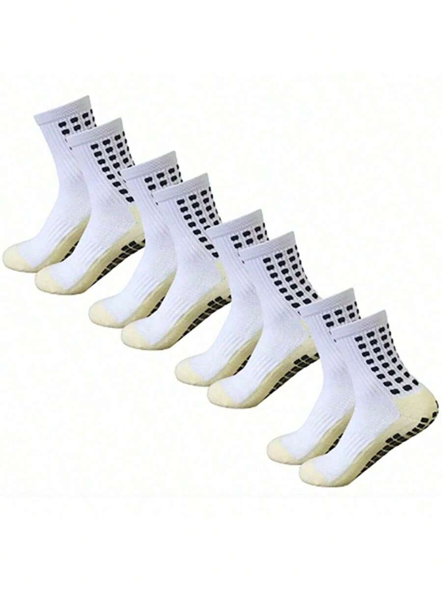 4 Pairs Men's Soccer Socks Anti Slip Non Slip Grip Pads For Football Basketball Sports Grip Socks - Multicolor - View 1