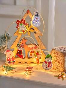 1pc Brand-New [Holiday Christmas LED String Lights] – Ironwork-Designed Holiday Decorations Featuring Santa Claus, Reindeer, Snowman, Bell Cane Candy, Christmas Stockings, Etc., Battery-Powered Indoor Holiday Decorations (Batteries Not Included) Halloween Decor Christmas Decoration Thanksgiving Wedding Home Decor Home Decor Fall Decor Autumn Decor Birthday Decorations For Gifts Party Supplies Indoor Outdoor Garden Holiday Festival Decor Wall Decor Halloween Ornaments