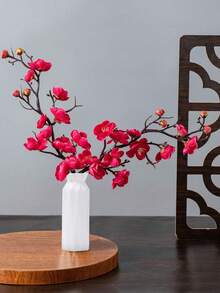 1pc White Plastic Vase, Decorative Vase For Artificial Flowers, Simple Summer Decor For Living Room, Dining Table, TV Cabinet, Suitable For Living Room, Dining Table, Bedroom, Wedding, Modern Minimalist Desktop Decor - White - View 9